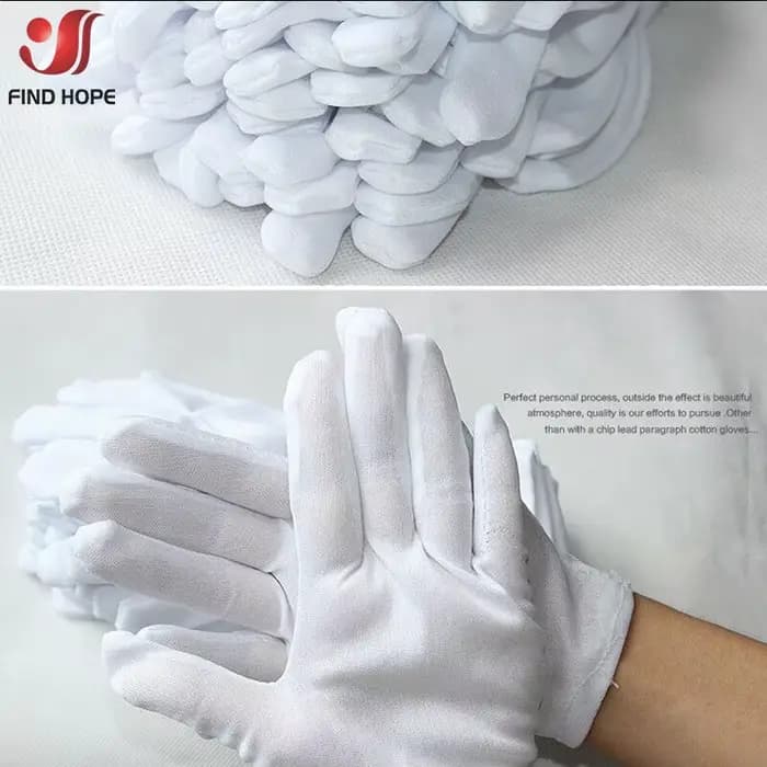 Gants de protection en coton blanc, 6/12 paires, pour le travail, l'inspection des bijoux, gants de sécurité jetables, légers, unisexes, doux