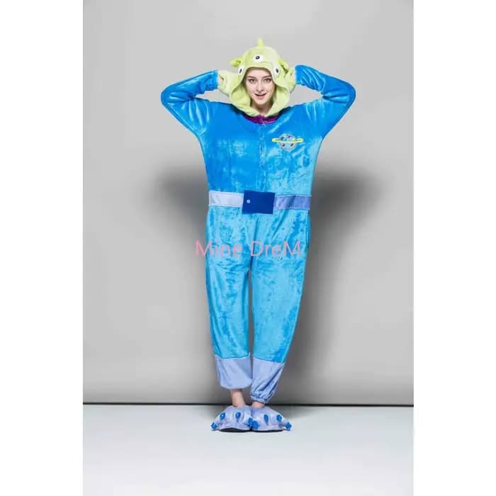Fermeture éclair et bouton Alien Onesies pyjamas dessin animé Animal Cosplay Costume combinaison adulte Onesies vêtements de nuit Halloween Kigurumi