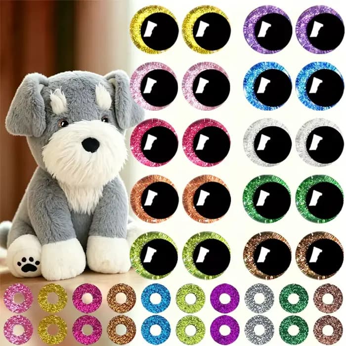 20 pièces d'accessoires pour yeux de poupée à paillettes, yeux Ty Moon, yeux de sécurité pour poupées en peluche avec clips en plastique, effet stéréo 3D, parfaits pour les poupées au crochet faites à