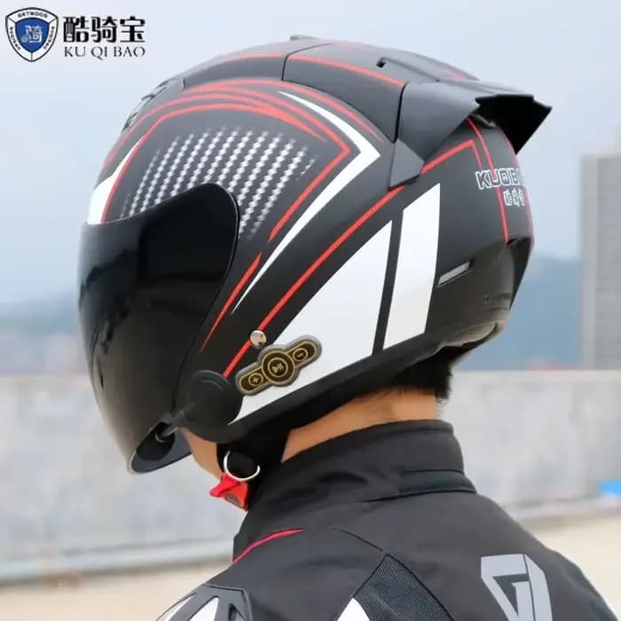 Casque de moto intégral Bluetooth 3/4 pour hommes et femmes
