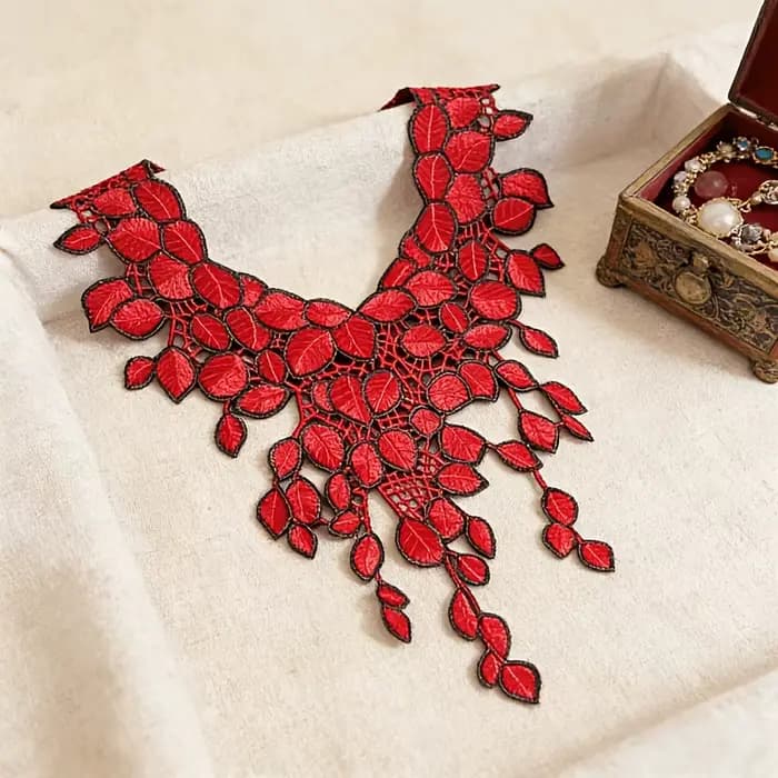 2 pièces d'accessoires en tissu brodé de dentelle très résistants pour le bricolage - Convient pour la couture sur des robes