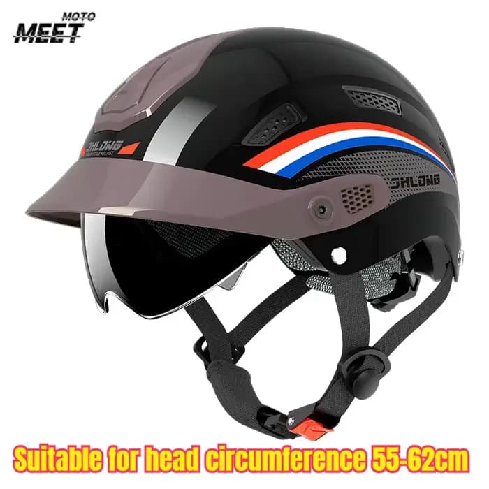Casque de moto vintage demi-coque respirant pour l'été