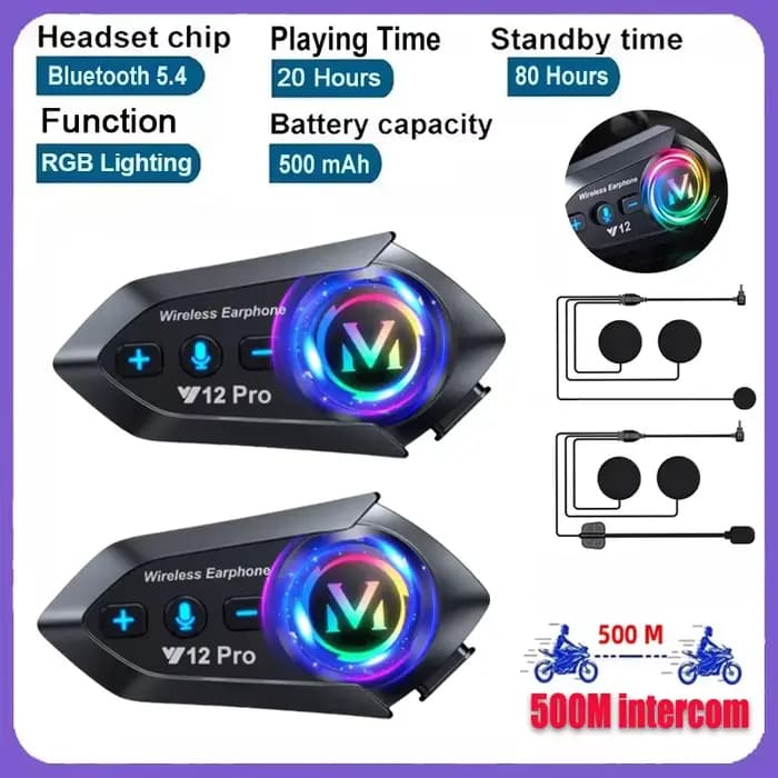 Casque Intercom Moto Y20 Pro 1/2x Bluetooth 5.4 Interphone 300M Radio FM Appel Mains Libres Partage de Musique