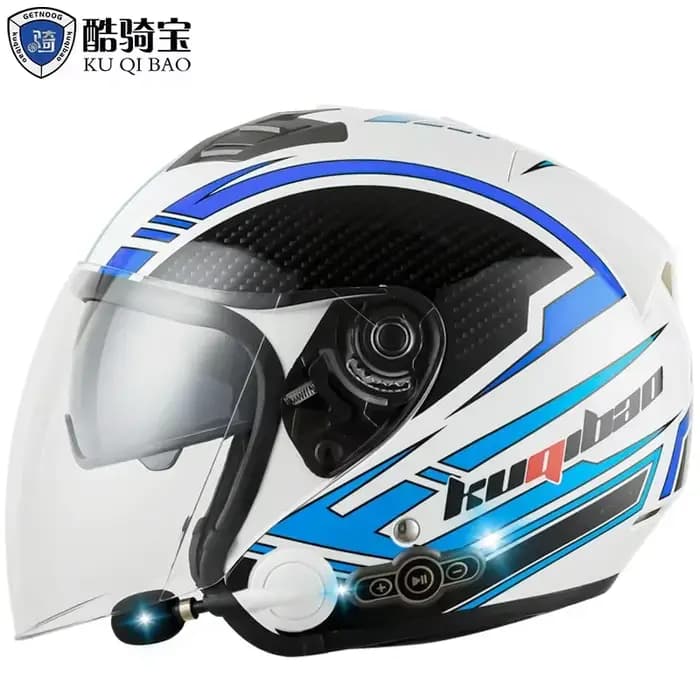 Casque de moto intégral Bluetooth 3/4 pour hommes et femmes