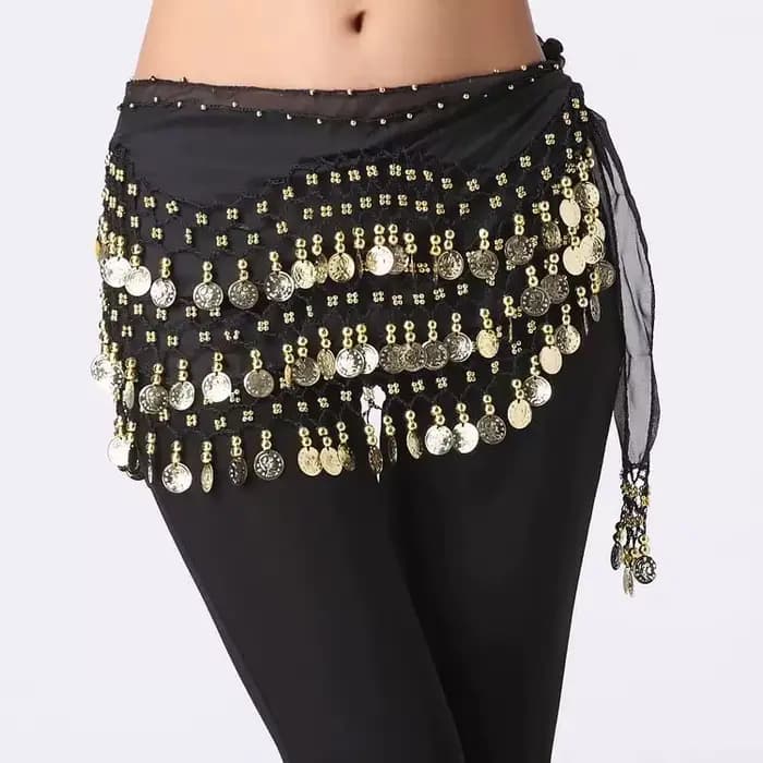 Jupe Sexy en mousseline de soie pour femmes, paillettes dorées, chaîne de taille, ceintures à pampilles, Clubwear, pratique de la danse indienne, écharpe de hanche