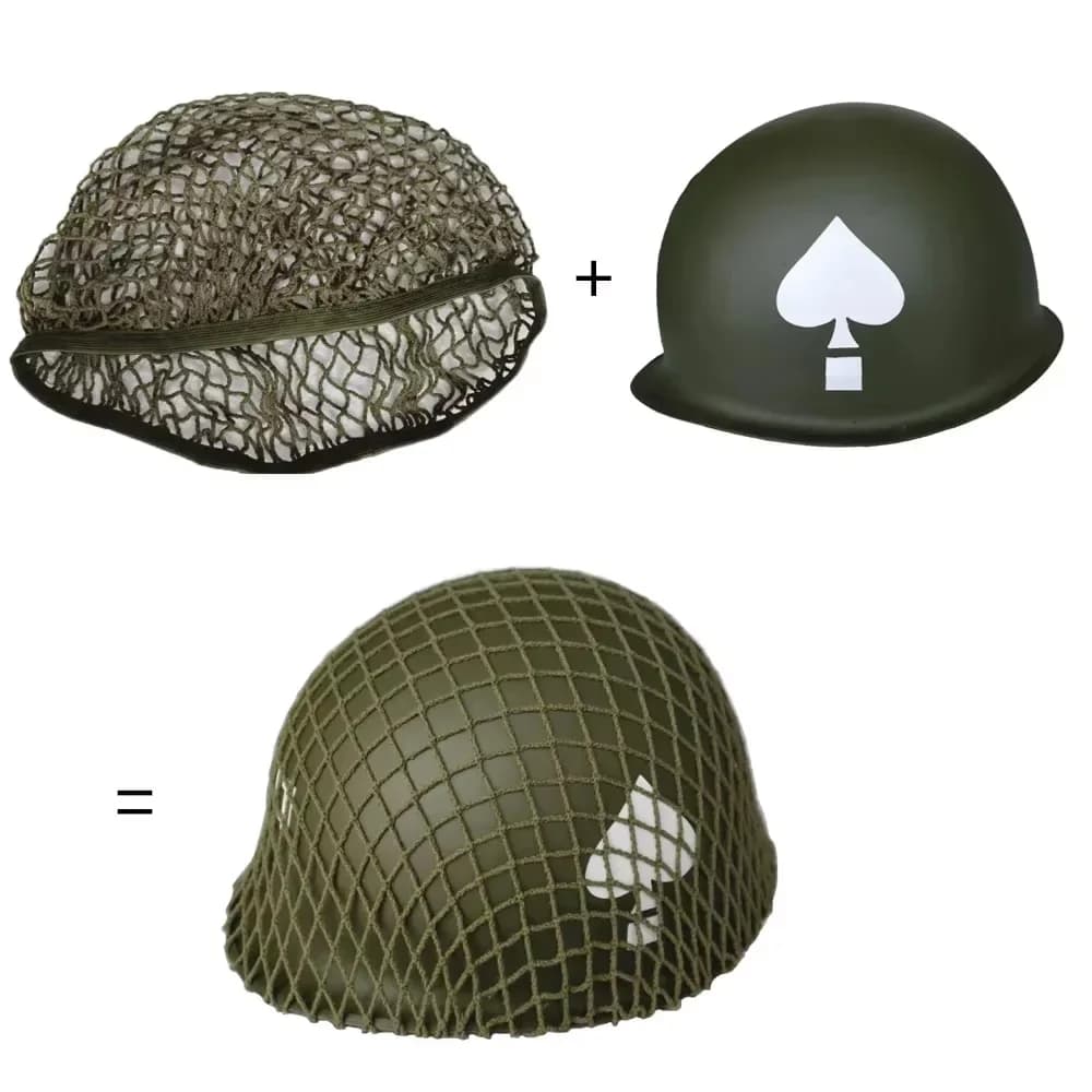 Casque rétro américain de la Seconde Guerre mondiale M1 avec couvre-visage en maille, casque cœur de