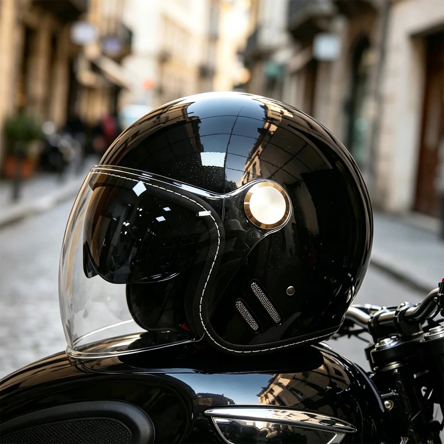 Casque rétro à deux lentilles pour motos et véhicules électriques, un casque trois-quarts conçu pour