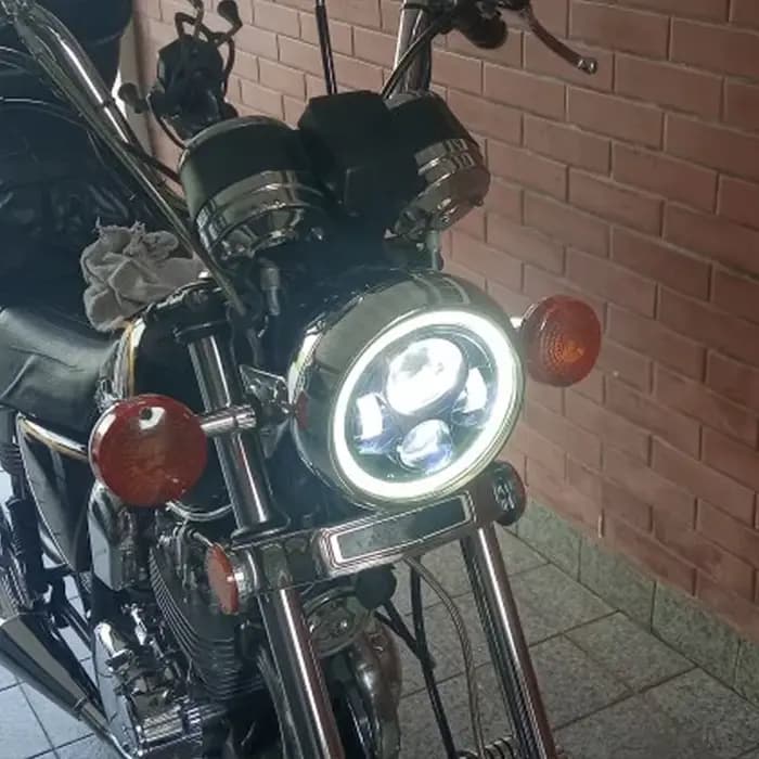 Phare rond universel de 7.5 pouces pour phare de moto LED Cafe Racer Bobber Honda 7 pouces 