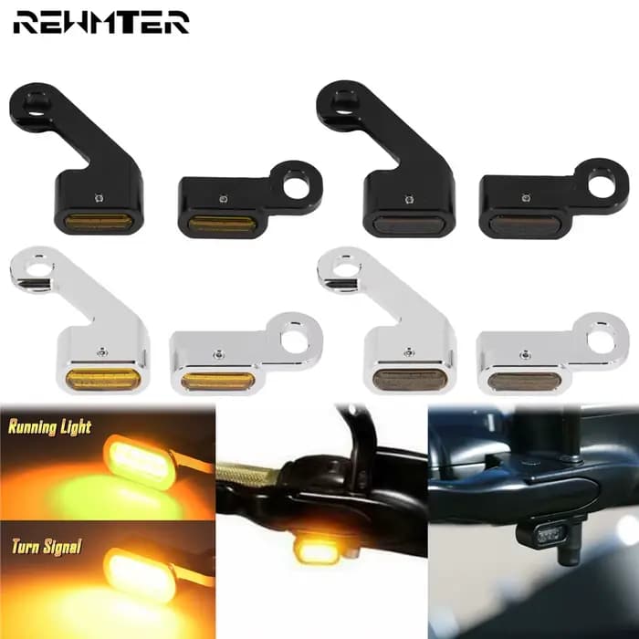 Mini clignotants LED pour motos, lumière ambre avec poignée E Mark, lampe pour Harley Softail Tourin