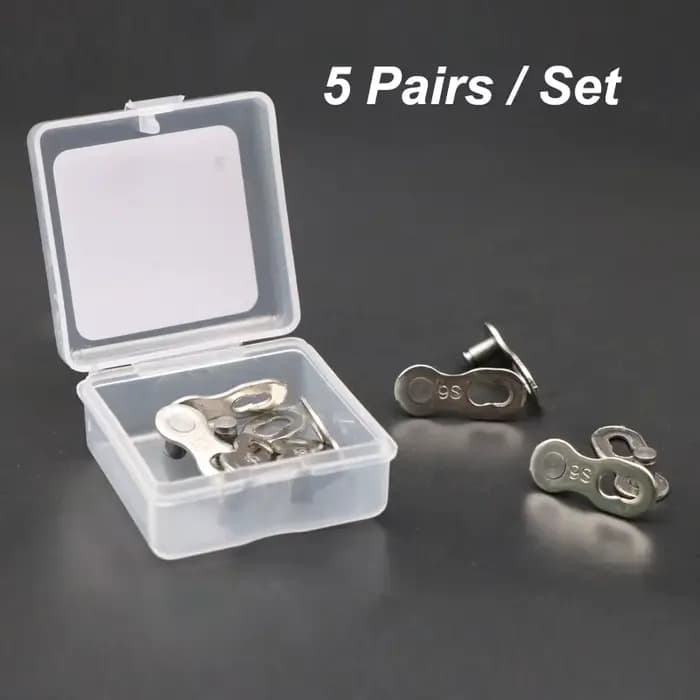 5 paires de joints de connecteur de maillon de chaîne de vélo, boutons magiques, maillons principaux