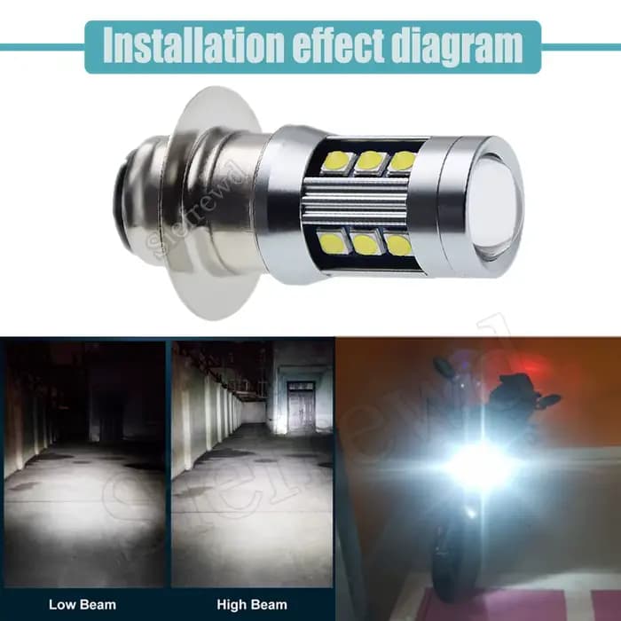 Ampoule de phare Led H6M P15D-25-1 PX15D T19, 2 pièces, double faisceau, pour moto, Scooter, vitesse