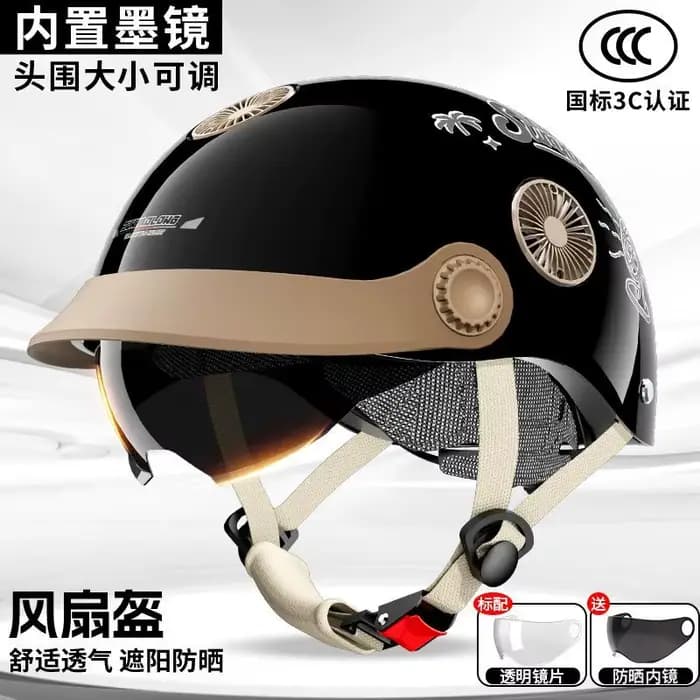 Casque de moto pour hommes et femmes, demi-casque d'été avec miroir interne, casques flottants perso