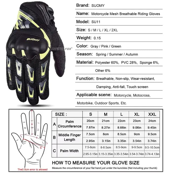 Suomy gants de Moto été maille respirant gants de Moto hommes femmes écran tactile gants de Motocros