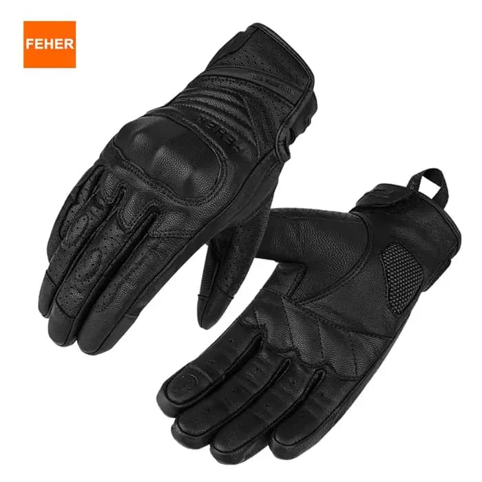 Gants de moto d'été FEHER pour femme, 100% cuir véritable, ventilés et respirants, résistants à l'us