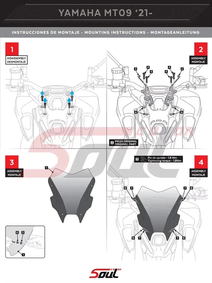 Visière de pare-brise de Sport pour moto, noire, compatible avec YAMAHA MT-09 2021 2022 2023 MT09 SP