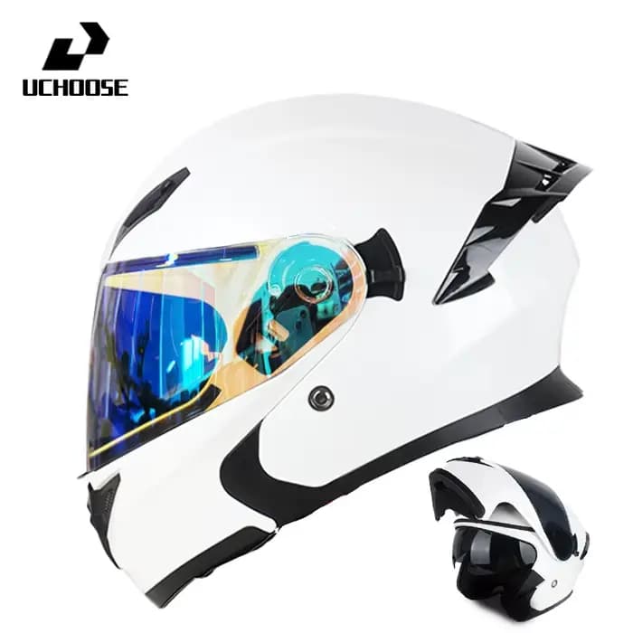 Casque de Moto double lentille casque transversal cyclisme en plein air casque rabattable Capacete C