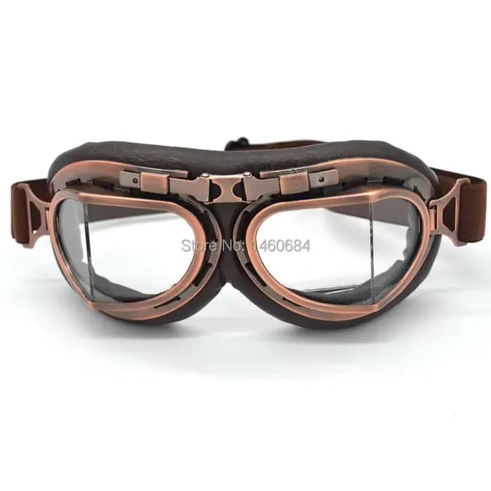 Nouveau Lunettes de moto en cuir Vintage pilote moto rétro Jet casque lunettes