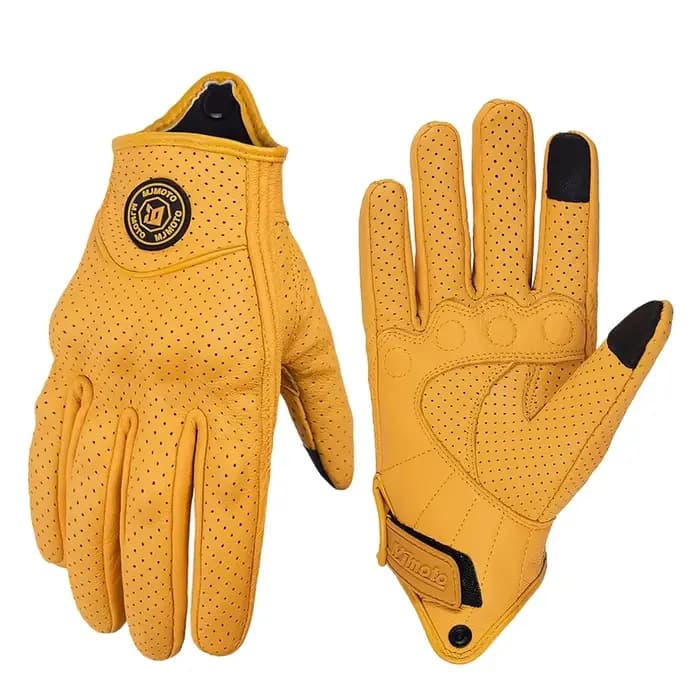 MJMOTO-Gants de moto rétro jaunes, respirants, confortables, tout-terrain, Luvas, protection des art