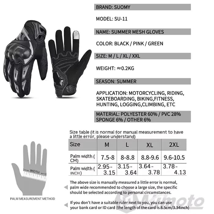 Suomy gants de Moto été maille respirant gants de Moto hommes femmes écran tactile gants de Motocros
