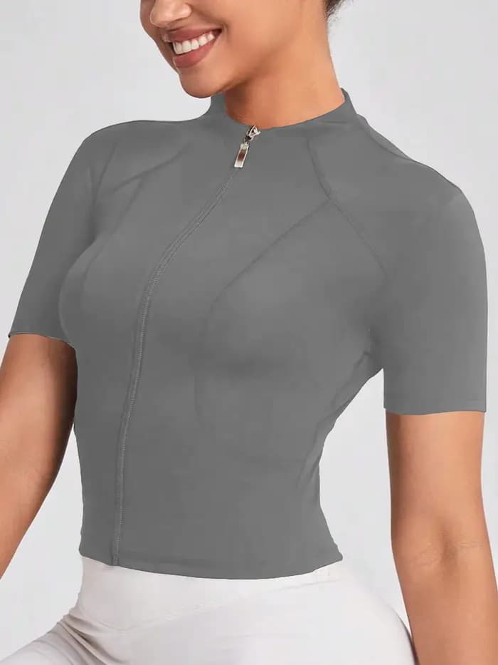 Haut de costume de yoga pour filles, veste haut de gamme à fermeture éclair complète, T-shirt de spo
