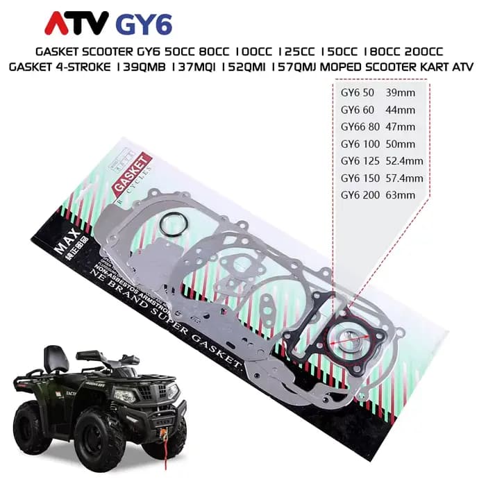 Joint Scooter GY6 50cc 80cc 100cc 125cc 150cc 180cc 200cc Joint 4 temps 139QMB 137MQI 152QMI 157QMJ