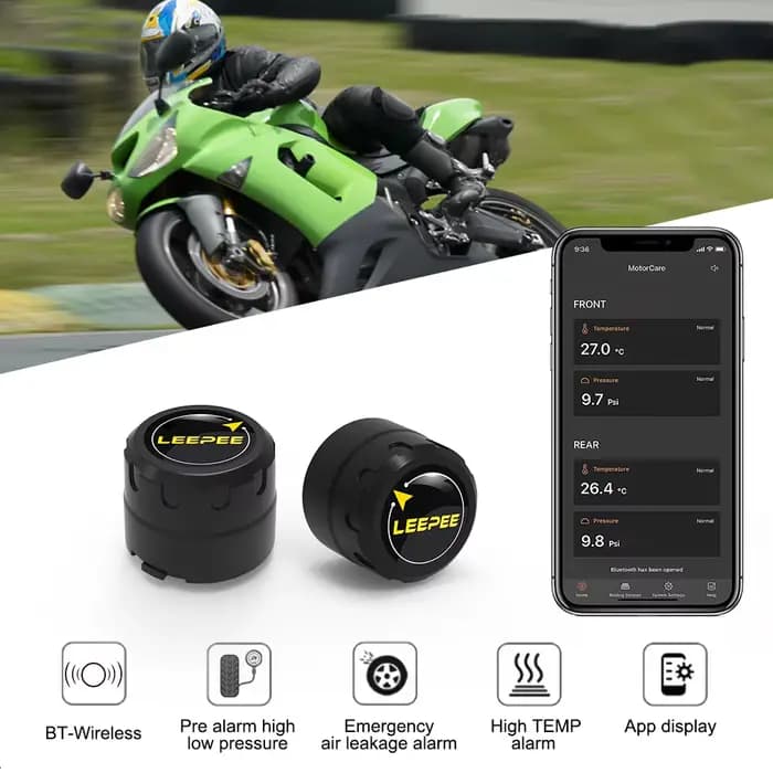 Moto TPMS 2 capteurs Bluetooth 4.0 5.0 système de surveillance de la pression des pneus Pit Bike tes