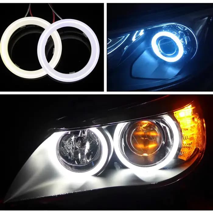 2 phares LED en coton avec yeux d'ange, 60/70/80/90/100MM, pour voiture, moto, ATV