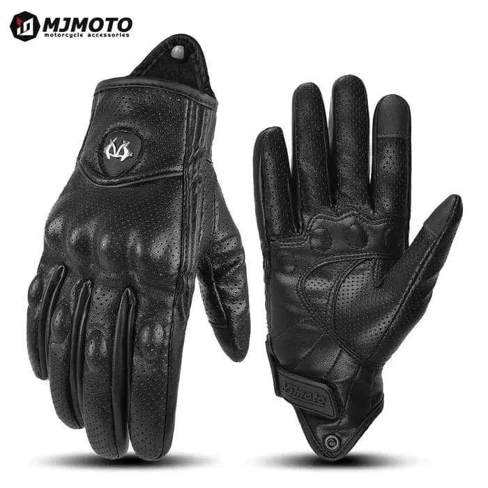 Gants de moto en cuir de peau de chèvre marron d'été pour hommes, approuvés CE, pour motard vtt, Mot