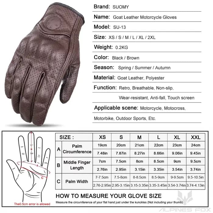 SUOMY rétro cuir Moto gants hommes femmes Vinage peau de chèvre Motocross gant doigt complet Moto Vi