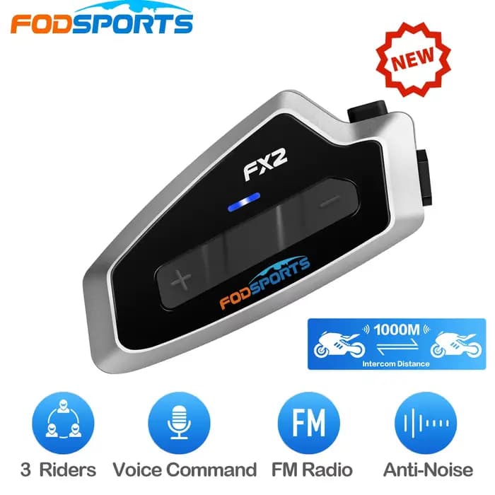 Fodsports FX2 Interphone casque de Moto casque sans fil Bluetooth 5.0 pour 3 coureurs Interphone vél