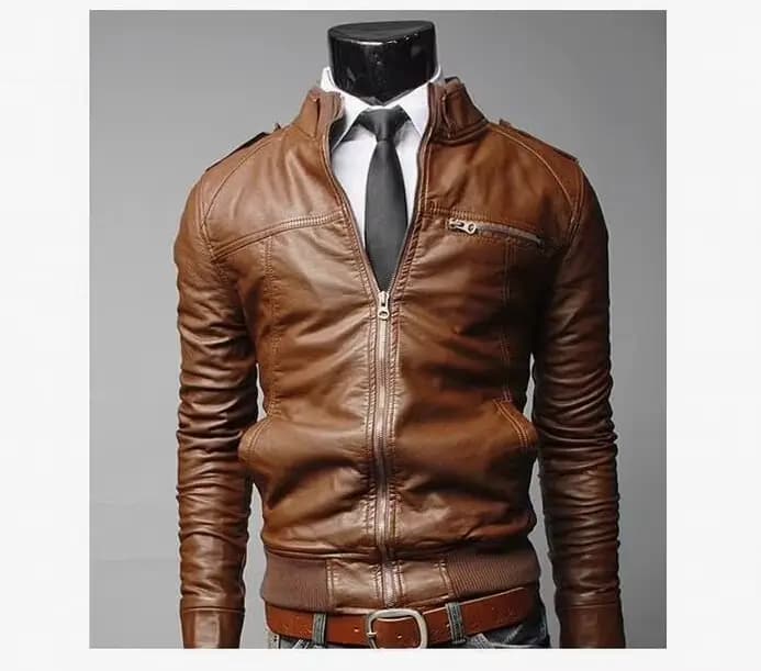 Veste de moto en cuir PU pour hommes, col montant, noir et marron, mode automne, nouveau, 3XL, grand
