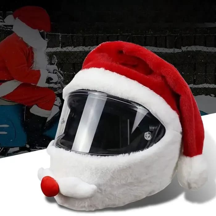 Housse de casque du père noël, chapeau de noël en peluche pour casque de moto universel, fournitures