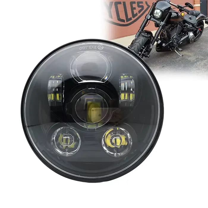 Phare LED noir de 5,75 pouces 5 3/4 "led DRL 40W phares de moto pour Harley Sportster 883 XL883 FXCW