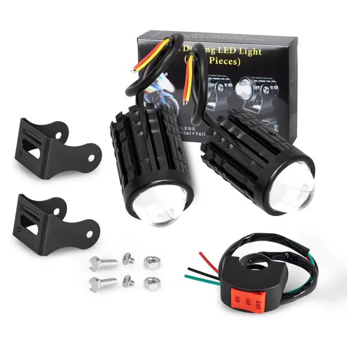 Mini phare de conduite universel pour Moto, double couleur, pour ATV, Scooter, projecteur auxiliaire