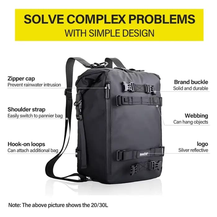 Pack de bagages pour moto, sac de siège arrière multifonction étanche pour Motocross 10L 20L 30L, sa