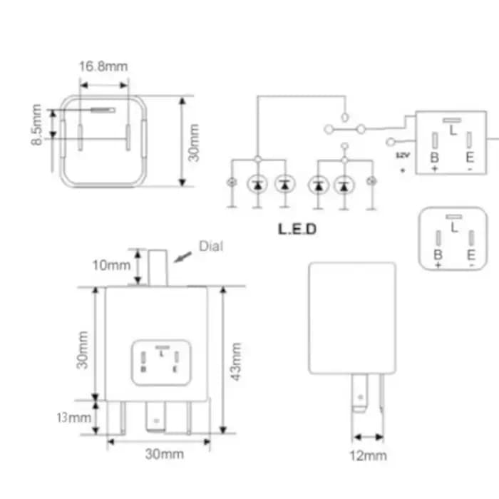 Relais de clignotant LED réglable 12v, 3 broches, clignotants de moto, convertisseur de clignotant,