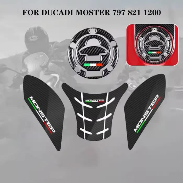 Autocollants pour réservoir de carburant de moto Ducati Monster 797 821 1200 EVO, autocollants en Fi