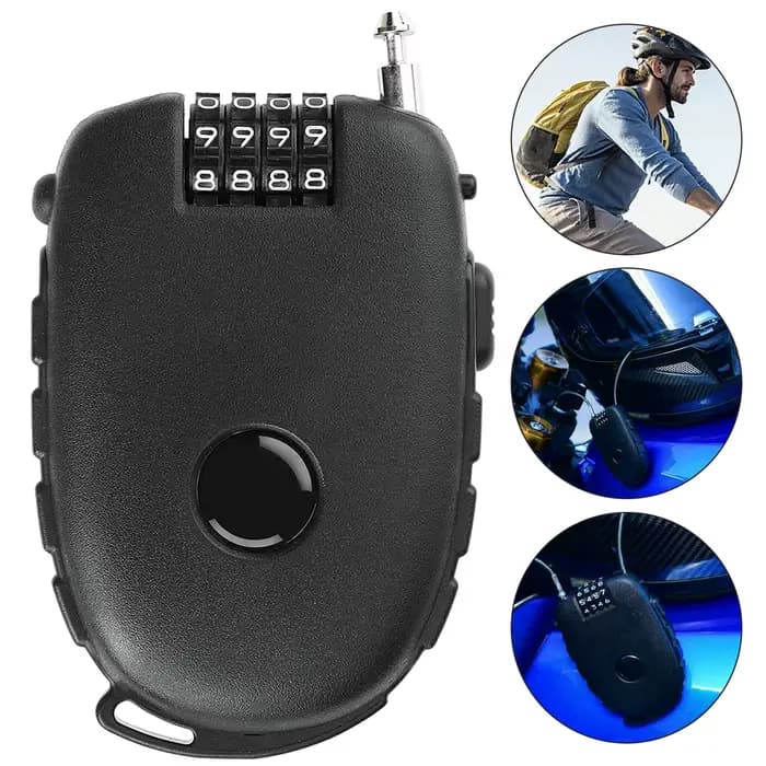 Serrure de casque de moto, Mini mot de passe, antivol, câble de casque de moto, serrure à combinaiso