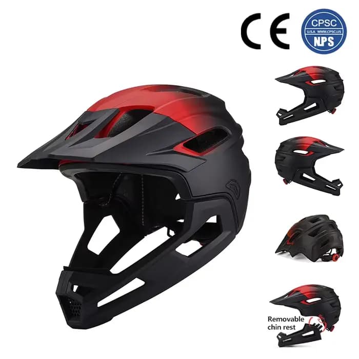 Horntour casque de vélo intégral détachable pour adultes mentonnière casque de vélo bouclier route v