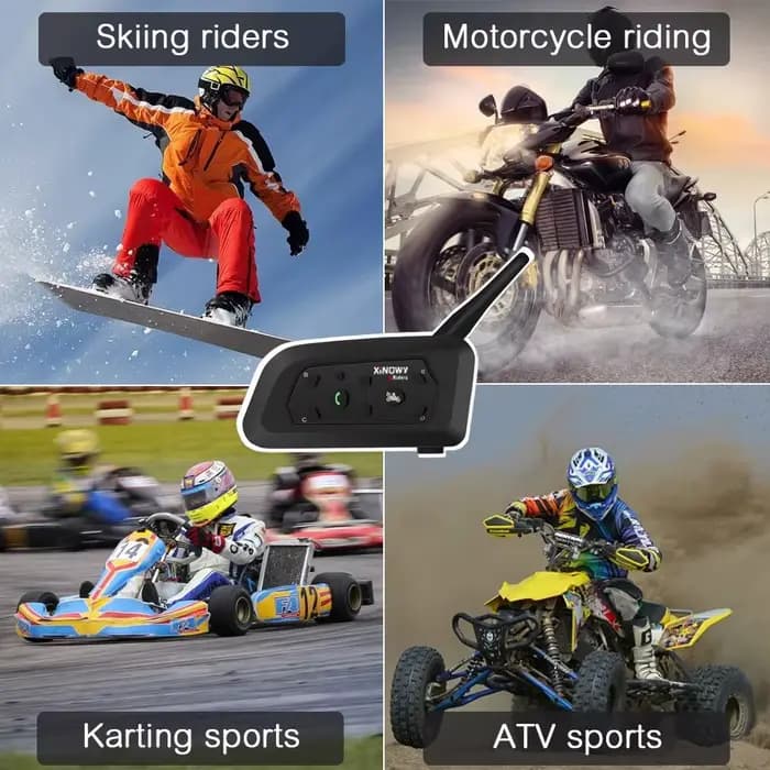 XINOWY-Oreillette Bluetooth V6 PRO pour casque de moto, appareil de communication pour 6 motocyclist