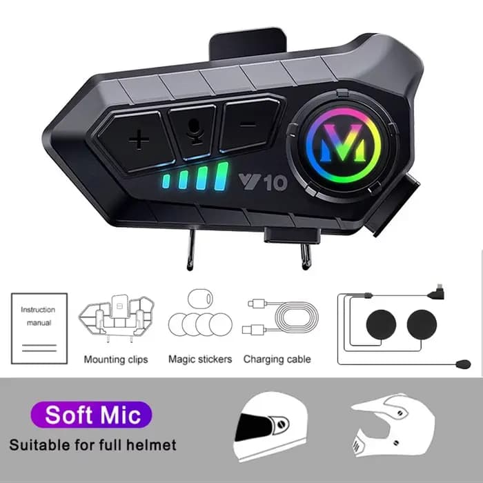 Casque de moto 3D avec écouteurs LED, Bluetooth 5.3, stéréo, étanche, pour Android, Ios, smartphone,