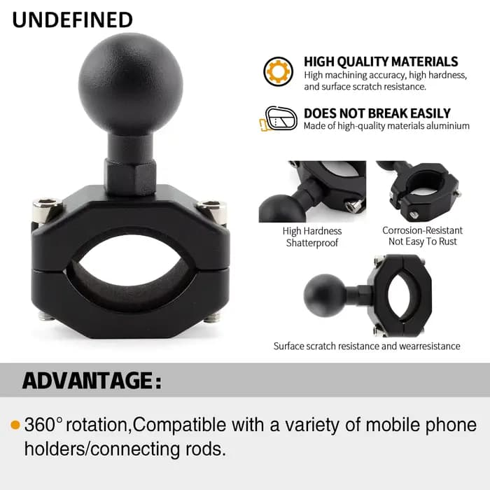 Adaptateur de montage de tête sphérique 1 pouce 25mm, Clip de guidon de moto et de vélo, support de