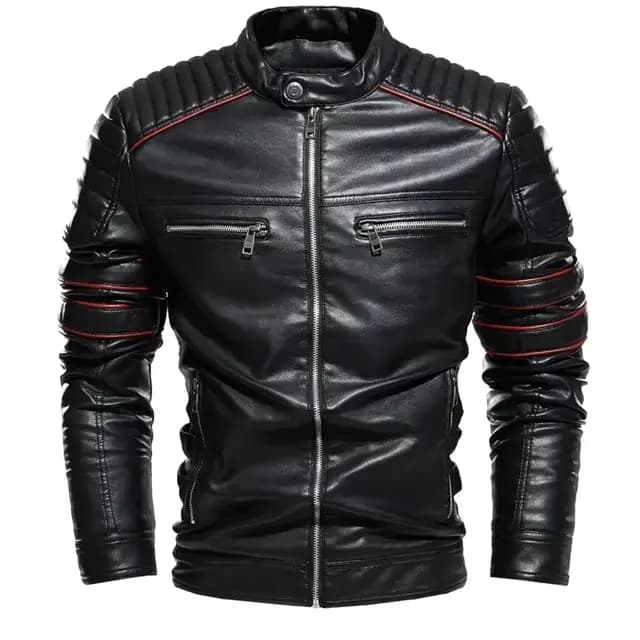 Veste en cuir doublée de fourrure pour hommes, manteau de motard, coupe couvertes, mode streetwear,