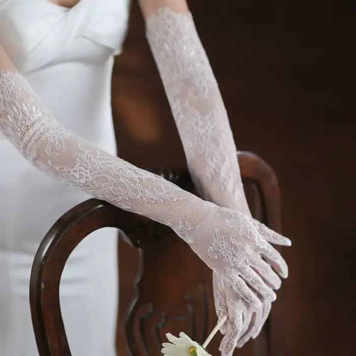 Gants de conduite courts élégants, robe de dîner, Cosplay, Banquet, longs en dentelle, gants en mail