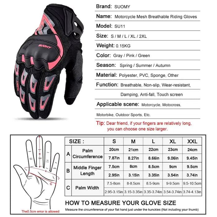 Suomy gants de Moto été maille respirant gants de Moto hommes femmes écran tactile gants de Motocros