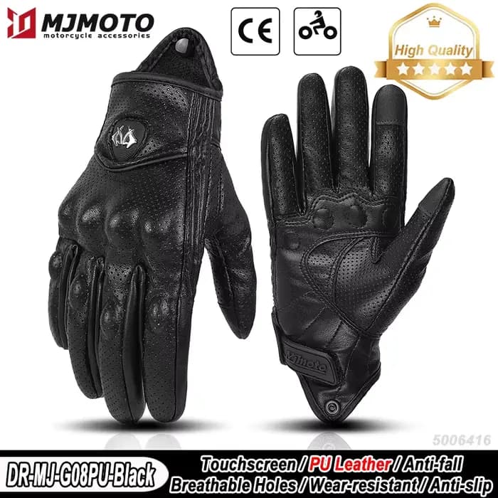 Gants Moto Rétro Jaunes en Cuir Tactiles Gants de Motocross Résistants à l’Usure et Antidérapants