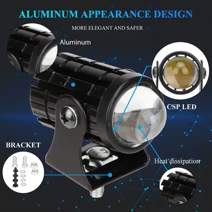 Phare LED pour Moto, Mini feu de conduite universel, projecteur double couleur pour Moto, camion, re