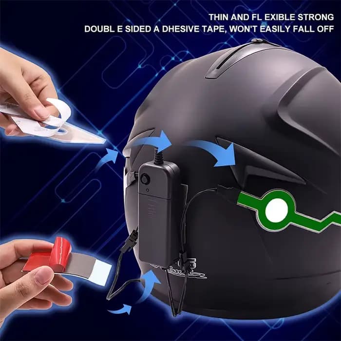 Nouveau casque de moto LED feux d'avertissement casque de conduite de nuit moteur bande de lumière f