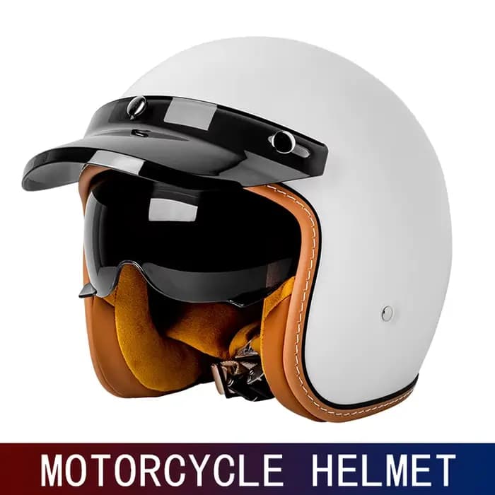 Casque de moto rétro trois-quarts, brigade de moto équipé d'un casque de moto à pédale de croisière,