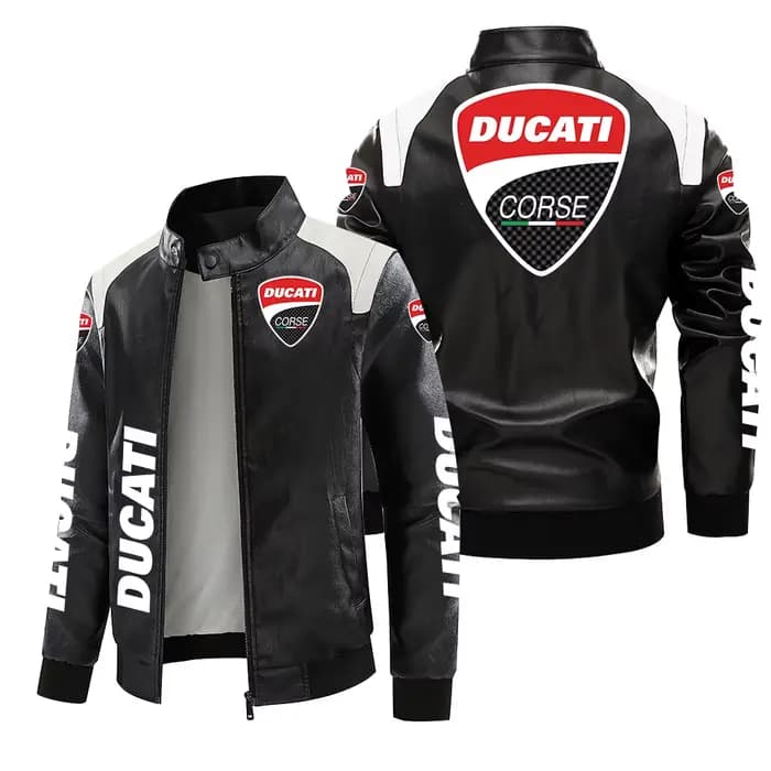 Blouson de moto Ducati en cuir épais brodé, style baseball, pour couple, idéal pour la course et le